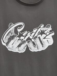 Open Phase Men's New Hip Hop Fashion Printed T-Shirt - Dark Grey - View 3