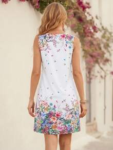 EMERY ROSE Women's Casual Commuting Floral Print Sleeveless Mid-Length Dress - Multicolor - View 2