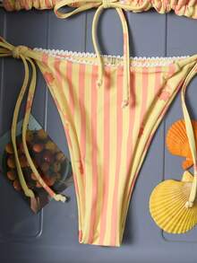 Swim Mod Bikini 2 Potong untuk Liburan Pantai Kasual Wanita - Kuning - View 6