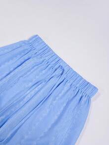 Franclia 女士弹力腰带优雅直筒裤，浪漫假日户外经典休闲海滩度假时尚甜美情人节约会派对海滩魅力都市时尚日常穿着百搭优雅商务办公通勤抽绳腰带女裤阔腿长裤 - 藍色 - 查看 4