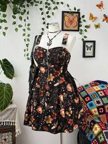 Sunspun New Arrival Spring/Summer Fashion Versatile Dreamy Romantic Printed Patchwork Ruffle Tie-Up Waist Decor Zipper Front Midi Slip Dress For Women - Multicolor - View 7