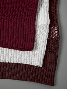 EMERY ROSE Damen Lässig Urlaubs V-Ausschnitt 3-teiliges Strickset, Sommer Damen Weste Tops Tanktops für Frauen Gestrickte Damen Tanktops Sommer - Bordeaux - Übersicht 5