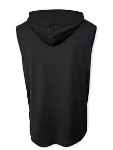 Manfinity Homme 男士无袖连帽抽绳休闲背心，夏季 - 黑色 - 查看 2