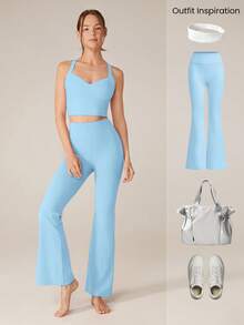 GLOWMODE FeatherFit™ See You Around 露背吊带运动文胸，轻度支撑，适合低强度瑜伽 - 藍色 - 查看 6