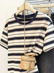 Resyla Women Striped Short Sleeve Round Neck T-Shirt - Multicolor - View 3