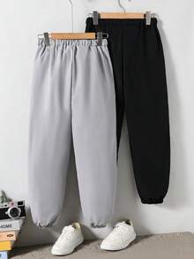 Mirajuku Bộ 2 quần thời trang cho bé trai tuổi teen, màu đen và xám, chất vải mềm mại, thoải mái, thích hợp cho các buổi đi chơi, chụp ảnh, kiểu dáng đa năng và thời trang, là món đồ không thể thiếu cho các chàng trai tuổi teen. - màu đen - Xem 2