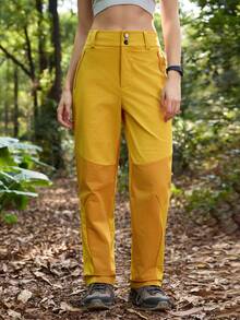 Exploreva 女士高腰口袋直筒宽松休闲百搭徒步裤 - 橘色 - 查看 7