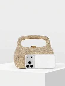 MOTF NEW FASHION DINNER BAG, DIAMOND-ENCRUSTED CLUTCH BANQUET BAG, LIGHT LUXURY EVENING DRESS BAG, MESSENGER BAG. - Gold - View 4