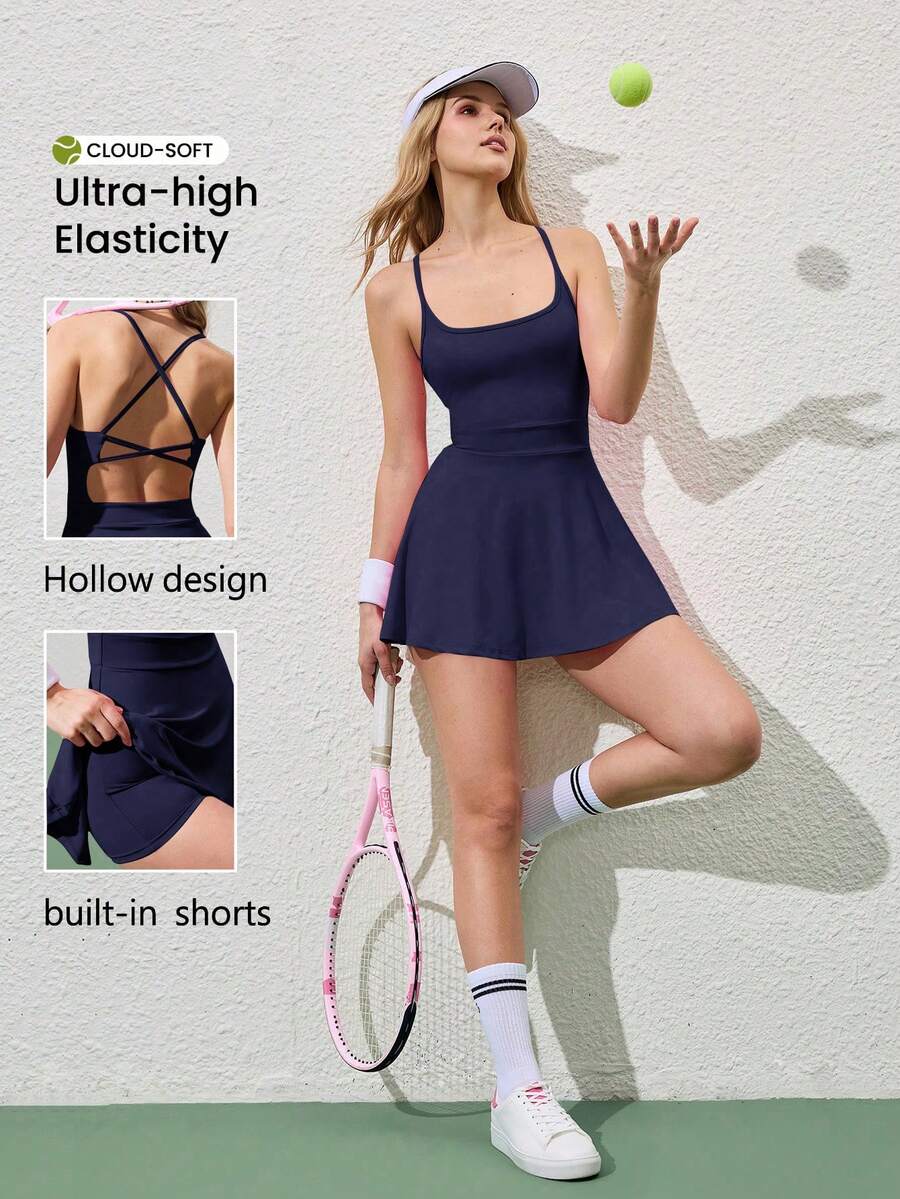 CourtClass Women's Elegant Sleeveless Dress - Navy Blue - View 1