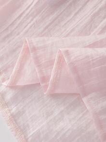 Resyla 女士春夏新款粉白纹理面料宽松衬衫，金属纽扣装饰，适合外出、度假、下午茶、日常穿着、约会、派对等场合。 - 彩色 - 查看 6