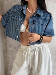 Sunnyshic New Vintage Stylish Loose Denim Jacket For Summer - Blue - View 9