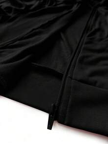 Maweii 大码女式性感连帽长袖抽绳卫衣和喇叭裤两件套休闲家居服套装，红黑配色 - 黑色 - 查看 7