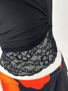 Lyxana Women's Lace Patchwork Versatile Daily Wear Tube Top - Black - View 8