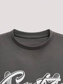 Open Phase Men's New Hip Hop Fashion Printed T-Shirt - Dark Grey - View 4