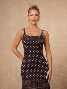 Lumalex 女士波点吊带长裙 - 黑色 - 查看 3