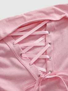 ROMWE Grunge Punk Áo hai dây crop top in họa tiết da báo phong cách Y2K Subculture với đường xẻ tà dành cho nữ - Màu Hồng baby - Xem 3