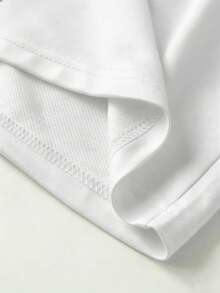 Claim Dot Pantalones cortos sueltos para hombres con estampado de expresión y cintura con cordón - Blanco - Ver 6