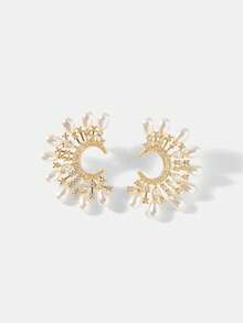 MOTF PREMIUM Pre-18k镀金C型宝石烟火珍珠气质耳环 - 金黃色 - 查看 4