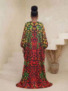 BamGlimmer Women's Red Leopard Print Dress Unique Design Boho Beach Vacation Holiday For Spring Summer Autumn,Fashion Resort Style Perfect For Party - Multicolor - View 2