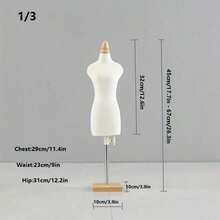 1pc Mini Sewing Human Form Mannequin With Square Base, Clothing Display Teaching Props - Beige - View 8