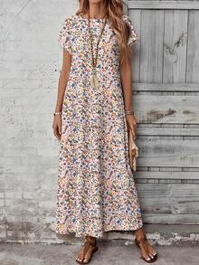 EMERY ROSE Đầm họa tiết hoa màu nước hồng tối giản, phong cách thường ngày, đa năng dành cho nữ, phù hợp cho mùa xuân/hè và thu, trang phục mùa thu cho nữ, đầm thường ngày cho nữ, đầm thanh lịch cho nữ, đầm hè cho nữ, đầm nghỉ dưỡng cho nữ, đầm hoa dại cho nữ, đầm thường ngày cho nữ, đầm mùa xuân cho nữ - Nhiều màu - Xem 1