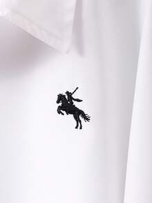 SHEIN Camisa de manga corta con cuello blanco para niñas, con bordado, estilo preppy versátil para la escuela y uso casual en primavera y verano - Blanco - Ver 7