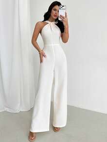 Firerie Eleganter, moderner Pendler-romantischer Date-sexy Party-Strandresort-Jumpsuit mit Trägerhals, rückenfreiem Design, geraffter Taille und weitem Bein, geeignet für Festivals, Valentinstag, Hochzeitssaison, Musikfestivals - Aprikosenfarben - Übersicht 7