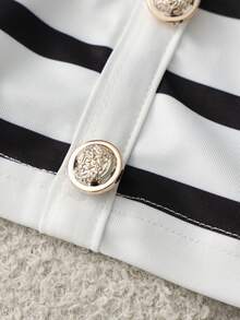 GlowEve Women's Elegant High-End Striped Knit Tank Top, Spring/Summer - Black and White - View 3