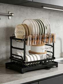 1 Dish Storage Rack, Daily Leisure Home Storage, Set Of Drain Racks Above The Kitchen Countertop Sink, Detachable Large Capacity Double-Layer Drain Rack, - Multicolor - View 5