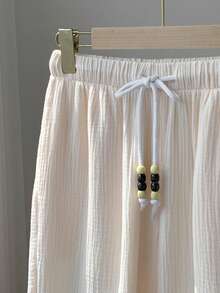 Comfortcana Women's Drawstring Waist Wide Leg Loose Casual Pants - Apricot - View 6