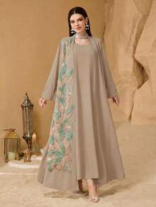 Layrah Bộ đồ nữ thời trang dáng rộng, thanh lịch, gồm 2 món, được thiết kế riêng và phối hợp nhiều họa tiết. - Màu nâu  Mocha - Xem 4