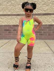 Young Girl Casual Daily Street Tie-Dye Jumpsuit - Multicolor - View 1