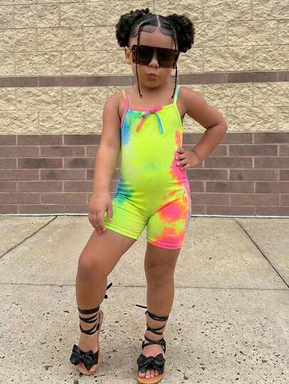 Young Girl Casual Daily Street Tie-Dye Jumpsuit