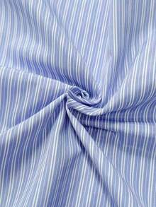 EMERY ROSE Plus Size Women's Regular Linen Striped Shirt - Multicolor - View 5