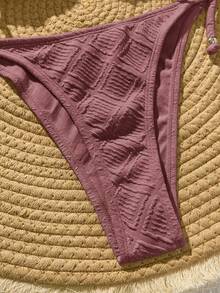 Swim Vcay Conjunto de bikini texturizado de unicolor para vacaciones en la playa - Rosa Pálido - Ver 4