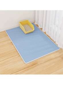 Double-Layer Odor Control Litter Mat] Premium Double-Layer Honeycomb Cat Litter Mat - Easy Clean, Odor Control, Carpet-Compatible For Pet Toilets & Litter Boxes, Cat Litter Pad - Blue - View 1