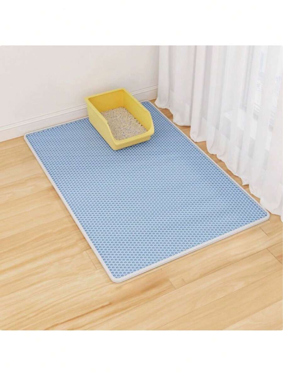Double-Layer Odor Control Litter Mat] Premium Double-Layer Honeycomb Cat Litter Mat - Easy Clean, Odor Control, Carpet-Compatible For Pet Toilets & Litter Boxes, Cat Litter Pad - Blue - View 1