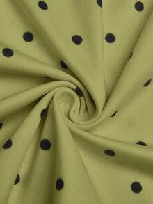 Sweetra Plus Size Retro Romantic Polka Dot Bow Tie Bandeau Top - Green - View 6