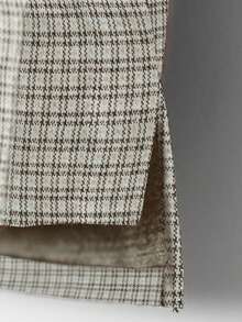 Manfinity Dauomo Áo sơ mi nam cổ tròn kẻ caro, kiểu dáng thường ngày, đa năng. - Xám - Xem 5