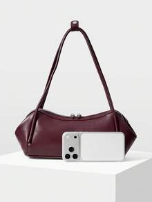 MOTF BOLSO DE HOMBRO PARA MUJER, EXQUISITO BOLSO BURDEOS, VERSATILIDAD DIARIA SIMPLE - Borgoña profundo - Ver 4