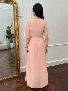 Modelyn Đầm xòe nữ xếp ly eo, che khuyết điểm bụng - Hồng - Xem 2