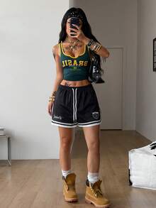 Coolane Thời trang hè năng động, phong cách đường phố, preppy, thích hợp cho ngày thi đấu, dạ hội, thể thao, tập gym, chạy bộ, màu đen. - màu đen - Xem 7