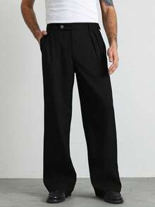 HUEFORM Quần dài nam ống rộng màu xám in hoa, kiểu dáng thường ngày thoải mái, phong cách công sở. - màu đen - Xem 3