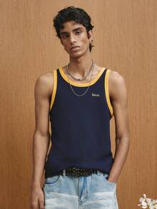 TOKVUE 男士极简主义刺绣背心 - 寶藍色 - 查看 2