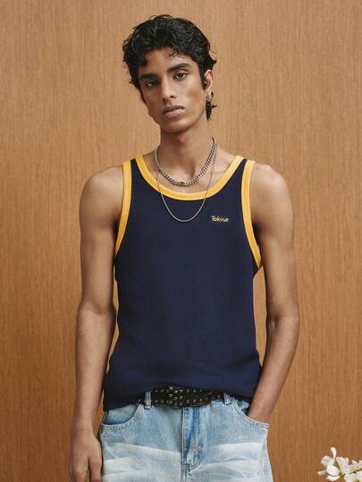 TOKVUE 男士极简主义刺绣背心