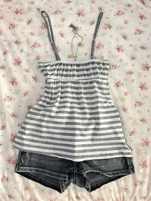 Glimmora Summer Casual Retro Y2K Striped Women Camisole - Multicolor - View 2