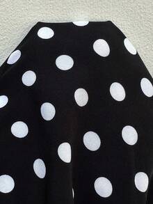 Sunnyshic 女士黑色波点印花低腰抽绳直筒阔腿裤，春夏度假波西米亚风优雅通勤复古简约百搭日常装 - 黑色 - 查看 8