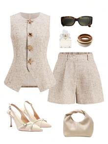 Ellevyn 2pcs Women's Commuting & Casual Two Pieces Outfits - Multicolor - View 1