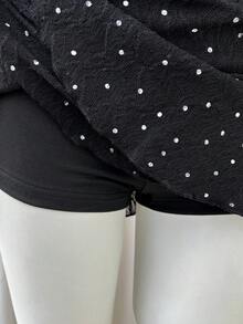 SHEIN Unity 女士波点蛋糕裙，纹理蕾丝面料女士半身裙 夏季波点半身裙 - 黑色 - 查看 7