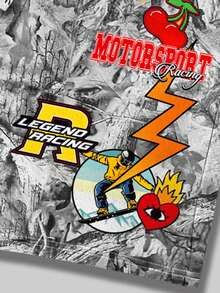ROMWE MEN Street Life Celana Pendek Kasual Pria dengan Motif Grafis Street, Cocok untuk Musim Semi dan Musim Panas - MultiWarna - View 5